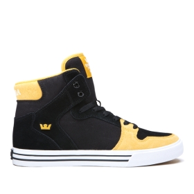 Mens Supra High Top Shoes VAIDER Black/Golden/white | AU-28837